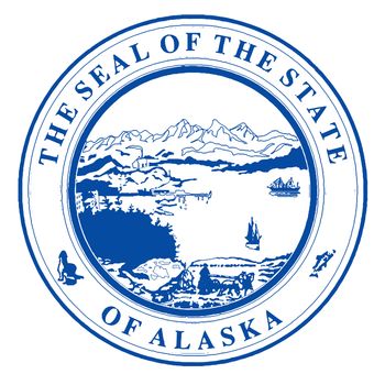 Seal of Alaska over a white background