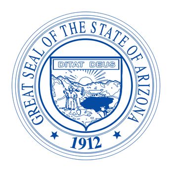 The state seal of Arizona on a white background
