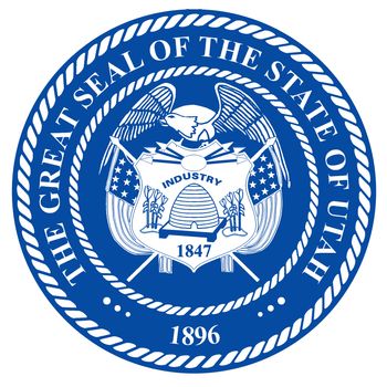 The seal of the American state of Utah over a white background