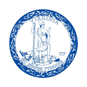 The state seal of the USA state of Virginia over a white background