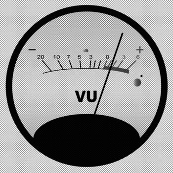 A typical analogue audio meter as found on old tape recorders with the needle in the red