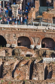 Interior view of the Colosseum in Rome, Italy