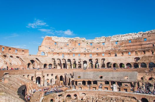 Interior view of the Colosseum in Rome, Italy