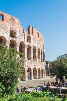 Exterior view of the Colosseum in Rome, Italy