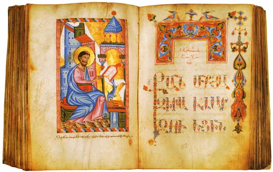 Medieval Book of Armenia on white background,Caucasus.
