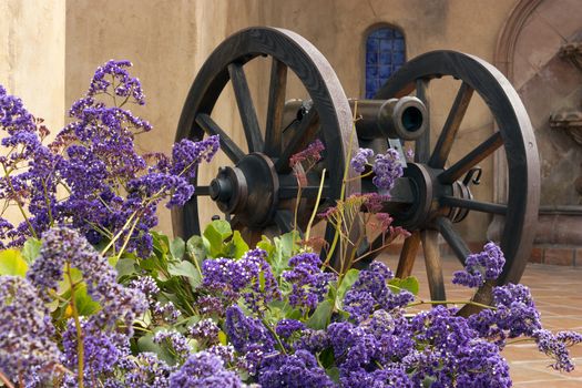 Old cannon in front of the museum of San Diego, California,USA.