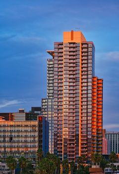 Condo Tower in Golden Hour in San Diego