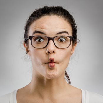 Cute portrait of a woman making a silly face