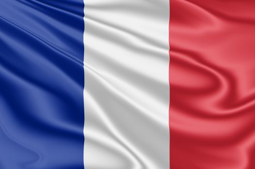 National flag of France fluttering in the wind in 3D illustration