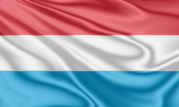 National flag of Luxembourg fluttering in the wind in 3D illustration