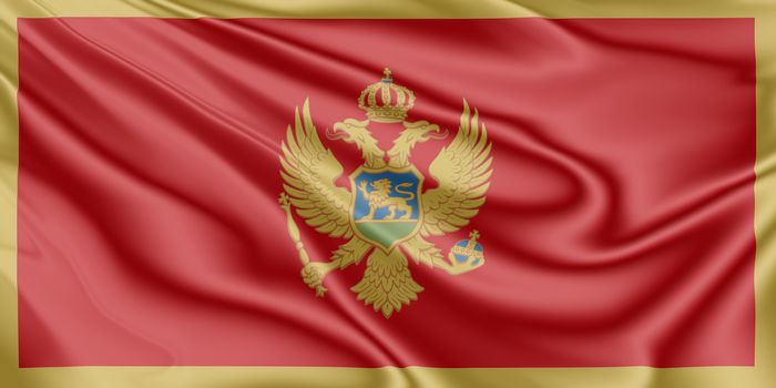 National flag of Montenegro fluttering in the wind in 3D illustration