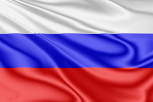 National flag of Russia fluttering in the wind in 3D illustration