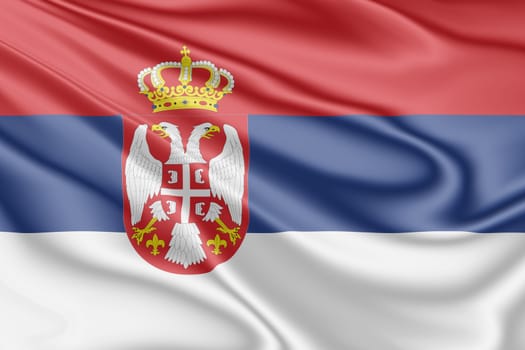 National flag of Serbia fluttering in the wind in 3D illustration