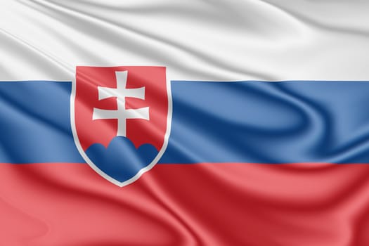 National flag of Slovakia fluttering in the wind in 3D illustration