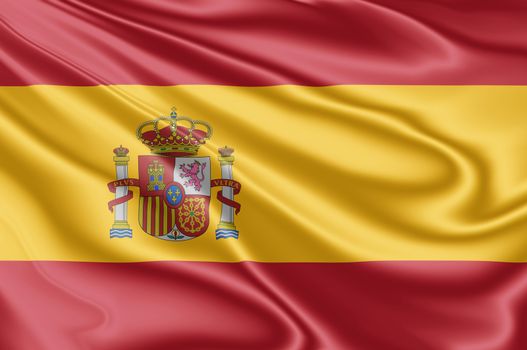 National flag of Spain fluttering in the wind in 3D illustration