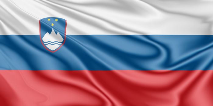 National flag of Slovenia fluttering in the wind in 3D illustration