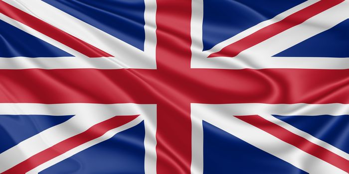 National flag of the United Kingdom fluttering in the wind in 3D illustration