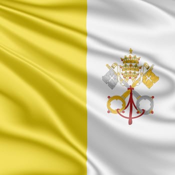 Vatican national flag fluttering in the wind in 3D illustration