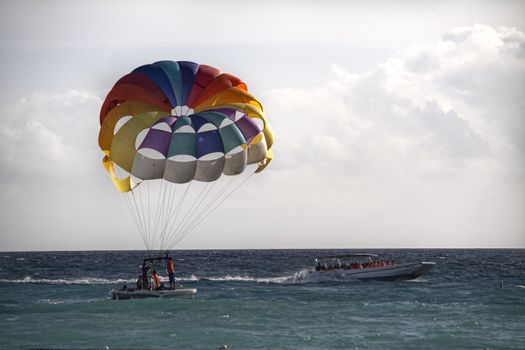 BAYAHIBE, DOMINICAN REPUBLIC 4 JANUARY 2020: Parachute to the sea