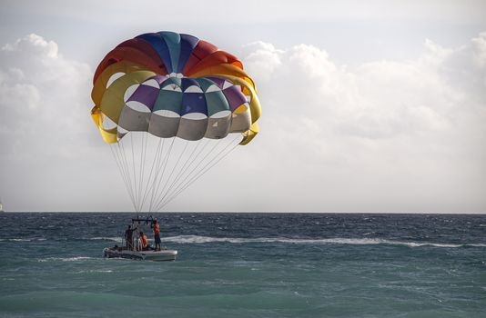 BAYAHIBE, DOMINICAN REPUBLIC 4 JANUARY 2020: Parachute to the sea