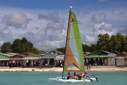 BAYAHIBE, DOMINICAN REPUBLIC 4 JANUARY 2020: Dominican boats in sea