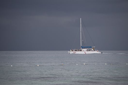 BAYAHIBE, DOMINICAN REPUBLIC 4 JANUARY 2020: Dominican boats in sea