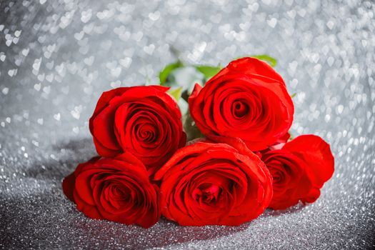 Red roses on bokeh background,Closeup.