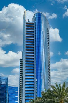 Bright Blue Office Tower in San Diego