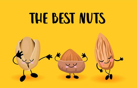 The best nuts character. Useful vegan food. Nuts are good