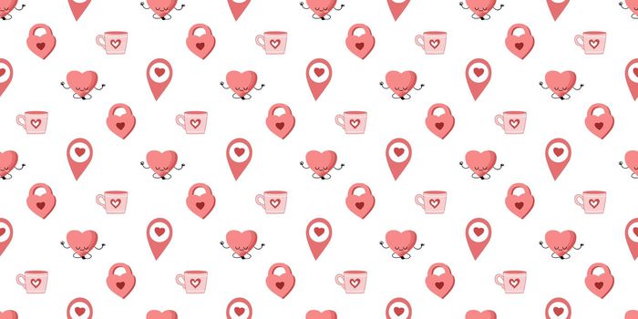 Seamless Pattern For Valentine's Day. The 14th of February. St. Valentine's Day. Heart.