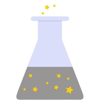 Test tube with magic potion. Magic potion. Chemical beaker on a white background.