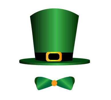 Green hat on a white background. St.Patrick 's Day. Alice in Wonderland. Wizard's cylinder..