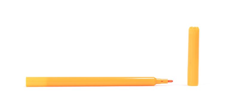 Orange felt-tip pen isolated on white background