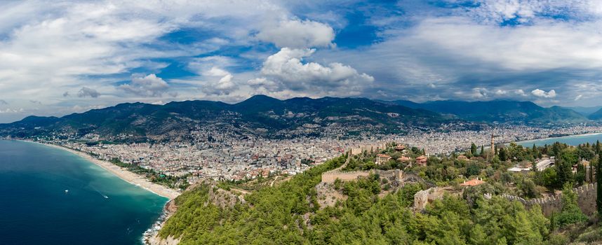 Alanya. Turkey. Cleopatra's beach. Panorama of the city from fortress.