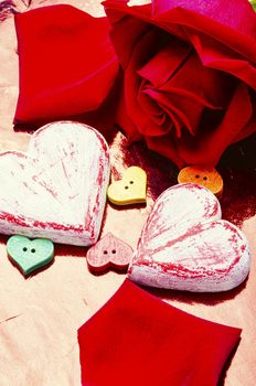 Symbolic wooden hearts for the holiday.Valentines Day