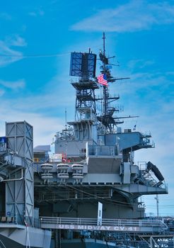 Mast of the USS Midway in San Diego