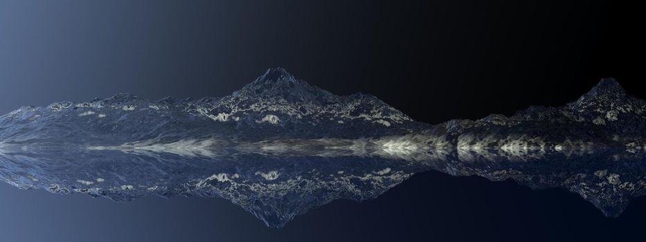 beautiful view of a mountain mirrored on a lake and sky - 3d rendering