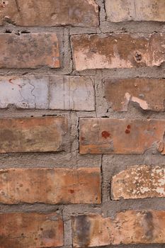 Old orange brick wall pattern. Brick background. Good wallpaper. Stock photo of old wall.