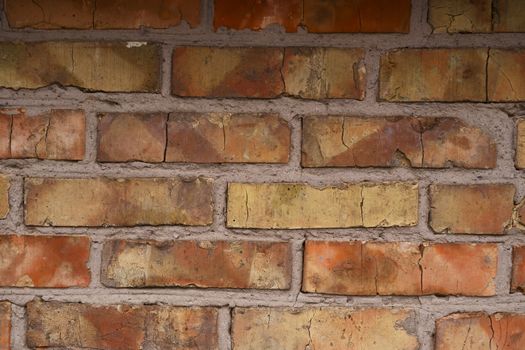 Old orange brick wall pattern. Brick background. Good wallpaper. Stock photo of old wall.