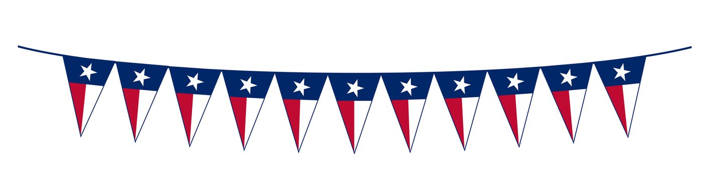 The flag of the USA state of TEXAS as a line of bunting