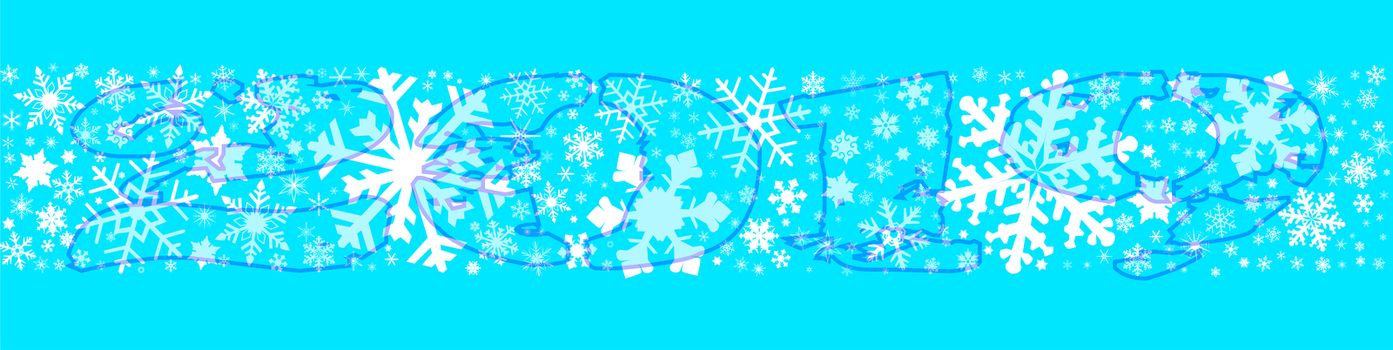 A banner of christmas snowflakes on a light blue background for 2019
