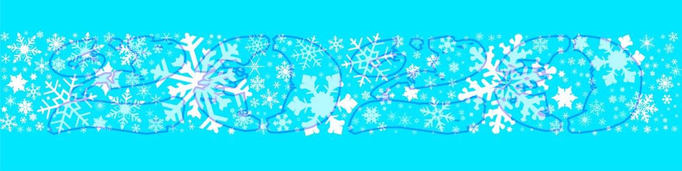 A banner of christmas snowflakes on a light blue background for 2020