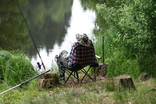 An angler on a idyllic lake