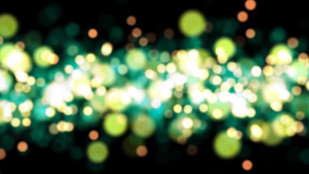 3d illustration, Light green and yellow circles with blurry, blurry colours. Bokeh lights