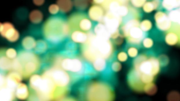 3d illustration, Light green and yellow circles with blurry, blurry colours. Bokeh lights