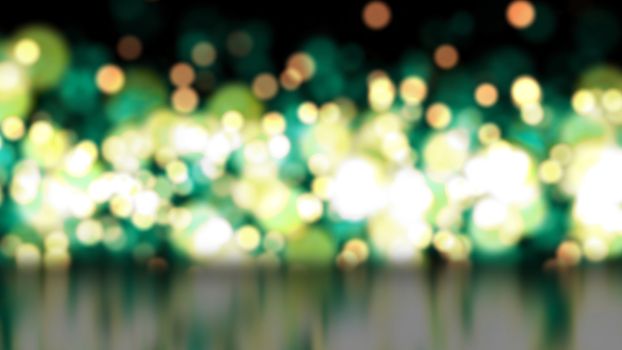 3d illustration, Light green and yellow circles with blurry, blurry colours. Bokeh lights
