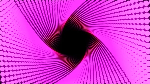 3d Illustration, Big pink dots lined up in lines It was put together until it was a square pipe and it is twist.