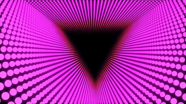 3d Illustration, Big pink dots lined up in lines It was put together until it was a triangle pipe