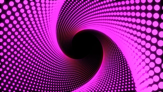3d Illustration, Big pink dots lined up in lines It was put together until it was a triangle pipe and it is twist.