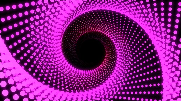 3d Illustration, Big pink dots lined up in lines It was put together until it was a triangle pipe and it is twisted until it the same circle.